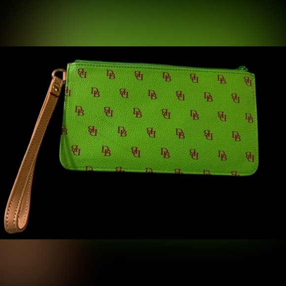 Dooney & Bourke Lime Green Logo Wristlet - Picture 2 of 8